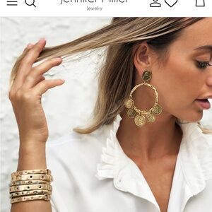 Jennifer Miller Gold Coin Hoop Earrings
